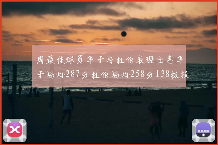 周最佳球员华子与杜伦表现出色华子场均287分杜伦场均258分138板投篮命中率高达639